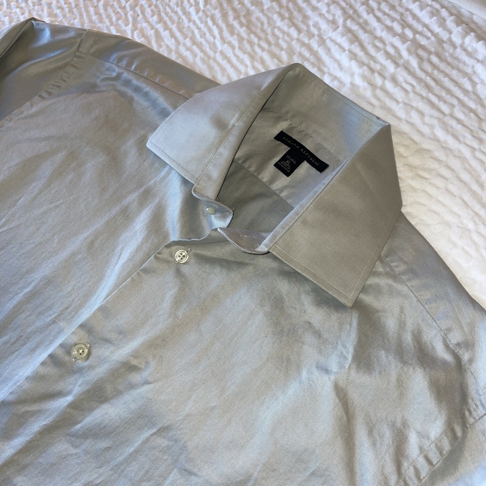 Banana‎ Republic Men's Cotton Dress Shirt Light Gray XL